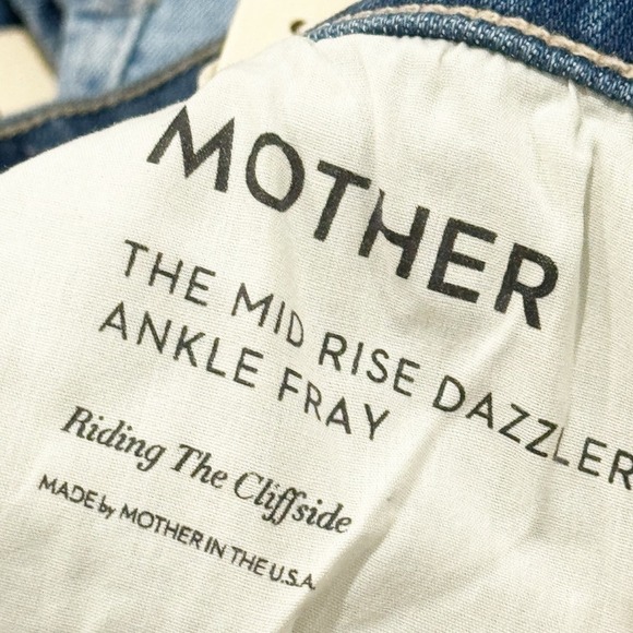 Mother The Mid Rise Dazzler Ankle Fray Jeans In Riding The Cliffside Size 32 NWT - Picture 7 of 13